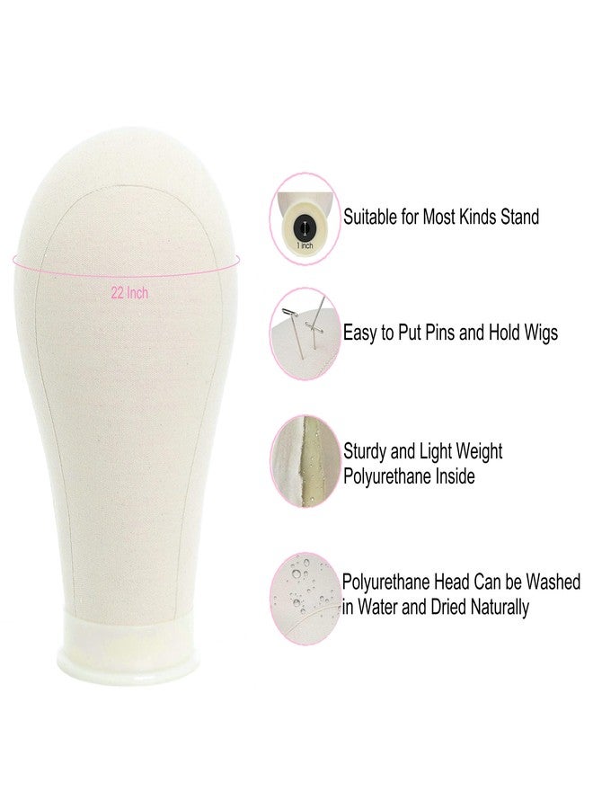 FUTAI 22 inches Canvas Mannequin Head with Tripod Stand Wig Cap T Pins Rat Tail Comb and Hairpins for Wig Making Practice Styling Training Display - Image 4